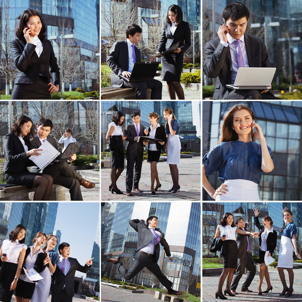 一些不同的元素组成的业务人拼贴画 一些不同的元素组成的业务人拼贴画