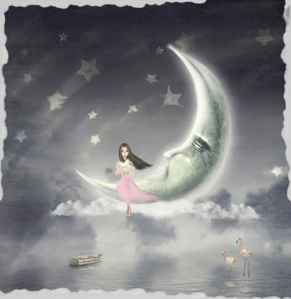 下图显示女孩谁慕星的天空
