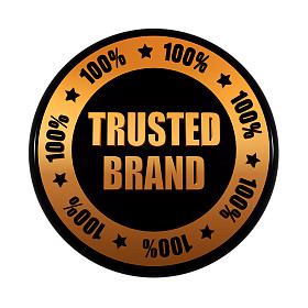 金色和黑色的圆圈标签100%值得信赖的品