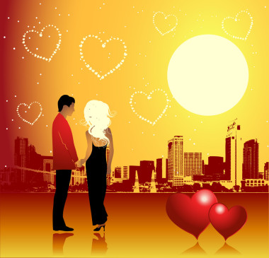 情人節(jié)，都市風(fēng)景，情侶圖片
