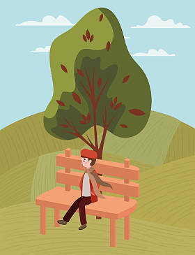 小男孩与秋天西装字符图片