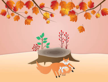 紅狐和她的寶寶的矢量圖像