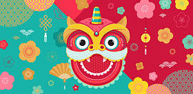 快乐的中国新年设计2020 。 舞龙、花和金钱元素。 平面矢量图解和横幅概念