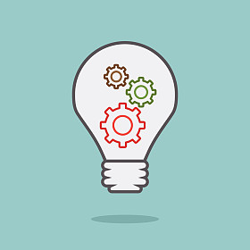 灯泡想法与 3 齿轮