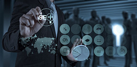 显示搜索引擎搜索引擎优化 seo 的商人手