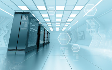 互聯(lián)網(wǎng)提供商服務(wù)器機房的未來派室內(nèi)