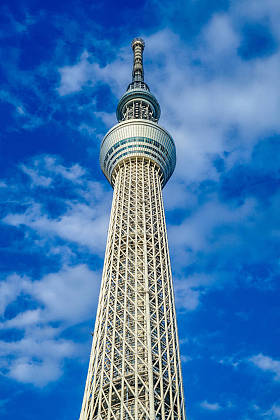 东京天空树的天空和晴朗的天气