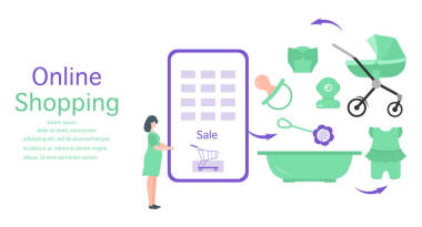 網(wǎng)上購物電話人們嬰兒用品照片