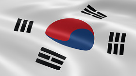 韩国国旗在风中