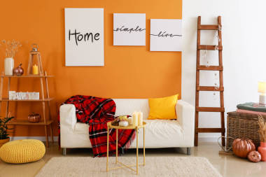 有沙發(fā)和南瓜的房間里別致的風(fēng)