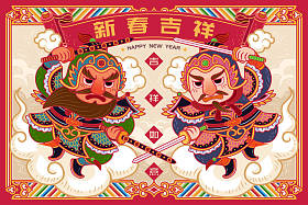 可爱的中国门神图片