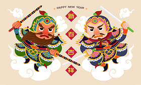 可爱的中国门神图片