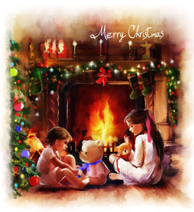 可爱的孩子和难以置信的圣诞节。 复古风