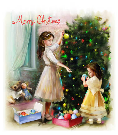 可爱的孩子和精彩的圣诞节复古风