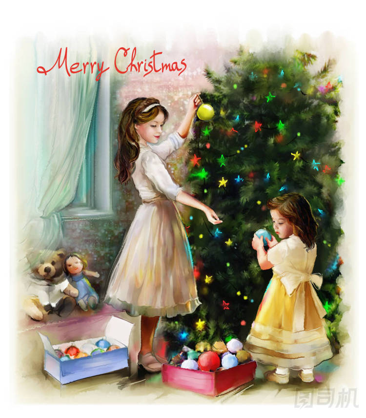 可愛的孩子和精彩的圣誕節(jié)復古風