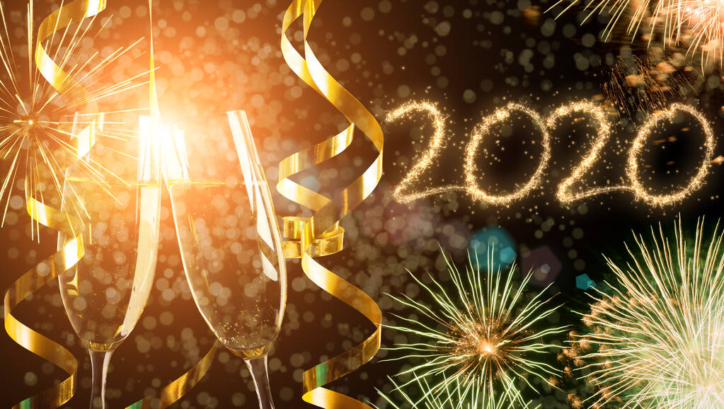 2020年新年烟花气泡酒为前景 2020年新年烟花气泡酒为前景