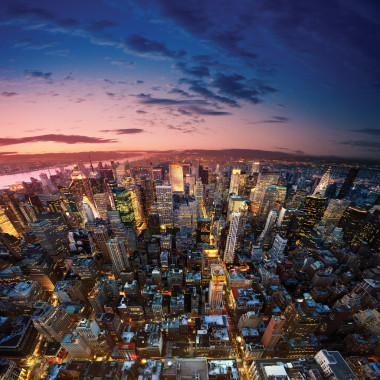 大苹果后日落-纽约 manhat