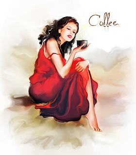 拿着一杯咖啡的女人