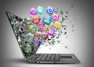 筆記本電腦與顏色應(yīng)用程序圖標(biāo)