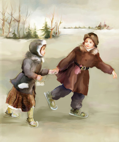 溜冰的兒童照片