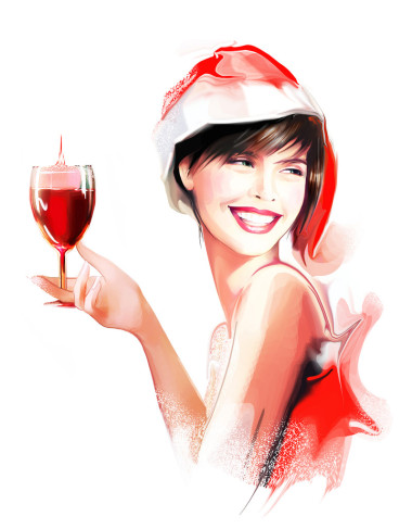 圣誕玻璃手中的女孩圖片