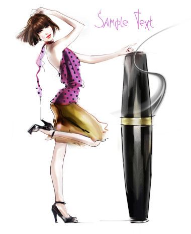 女孩黑色睫毛膏