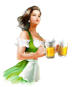 女人举行啤酒