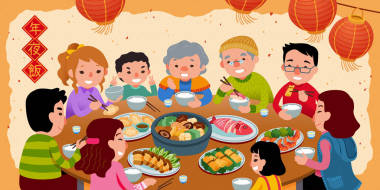 家人一起吃团圆饭图片