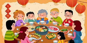 家人一起吃团圆饭图片
