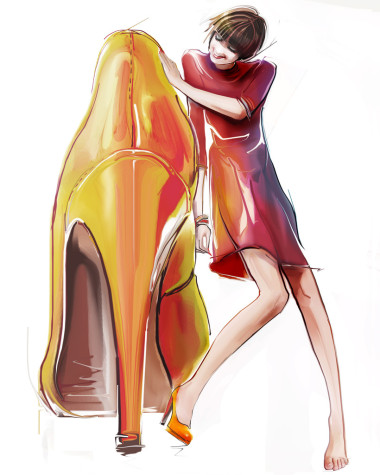 女孩爱上了她的高跟皮鞋图片