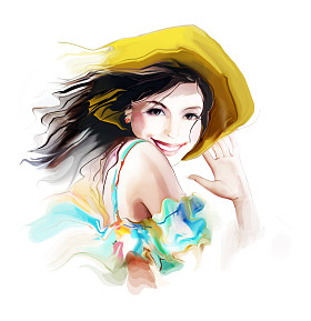 年轻漂亮的女人的帽子图片