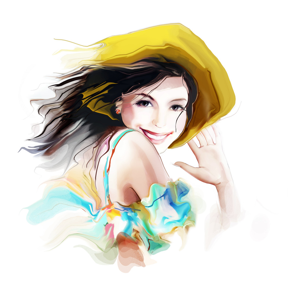 年轻漂亮的女人的帽子图片