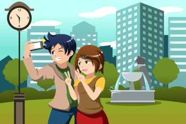 夫婦在度假帶圖片的自己與他們 cellp