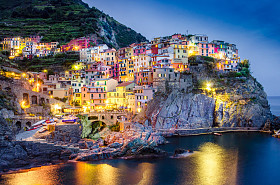 多彩村 manarola 在五渔村的风景夜景