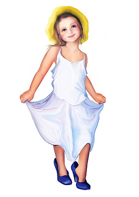 一顶黄帽子的小女孩