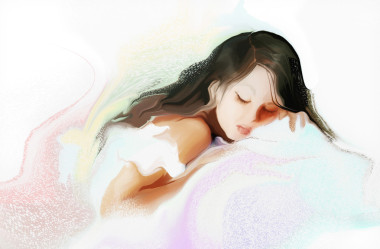 年轻女孩滑倒