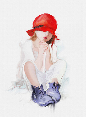 红色帽子的女孩