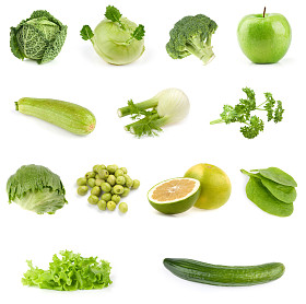 食物集合。所有绿色