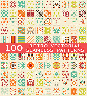 复古的不同矢量无缝模式 （与色板)