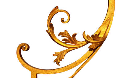 古老的裝飾元素，古老的金花圖案。 在白色上隔離