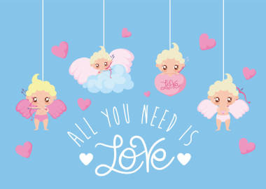 情人節(jié)當天病媒設(shè)計的丘比特嬰兒卡通畫