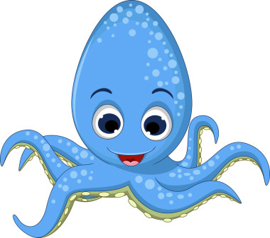 可愛(ài)的藍(lán)章魚卡通微笑