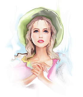 年轻漂亮的女人戴着帽子的肖像