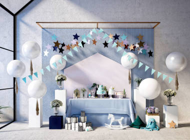 婚禮和午間裝飾的3D渲染