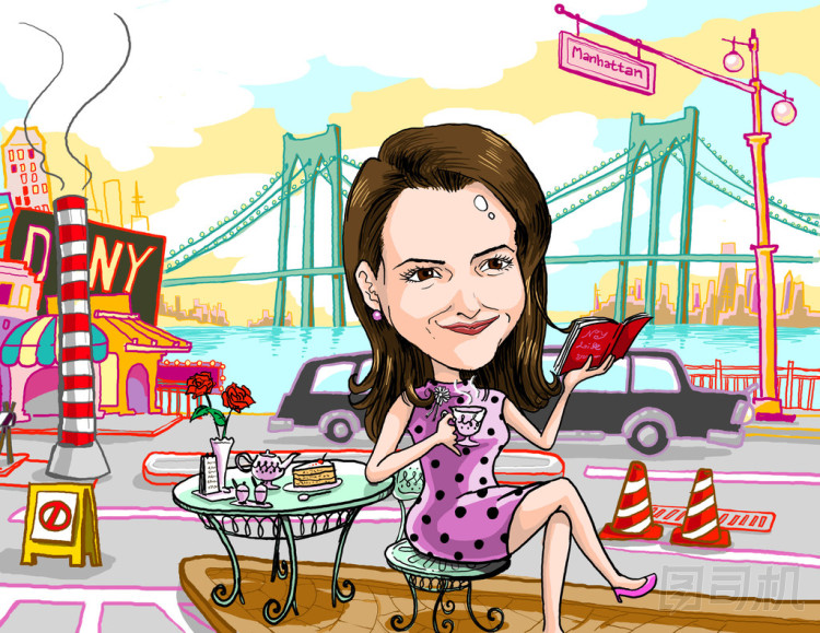 女孩茶時間在曼哈頓紐約城圖片