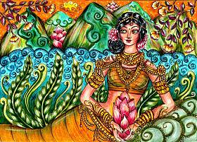 印度传统绘画的女性, 喀拉拉壁画风格与美丽的观赏背景