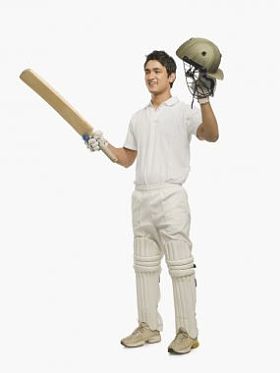 庆祝他的成功的板球击球手图片