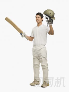 慶祝他的成功的板球擊球手圖片