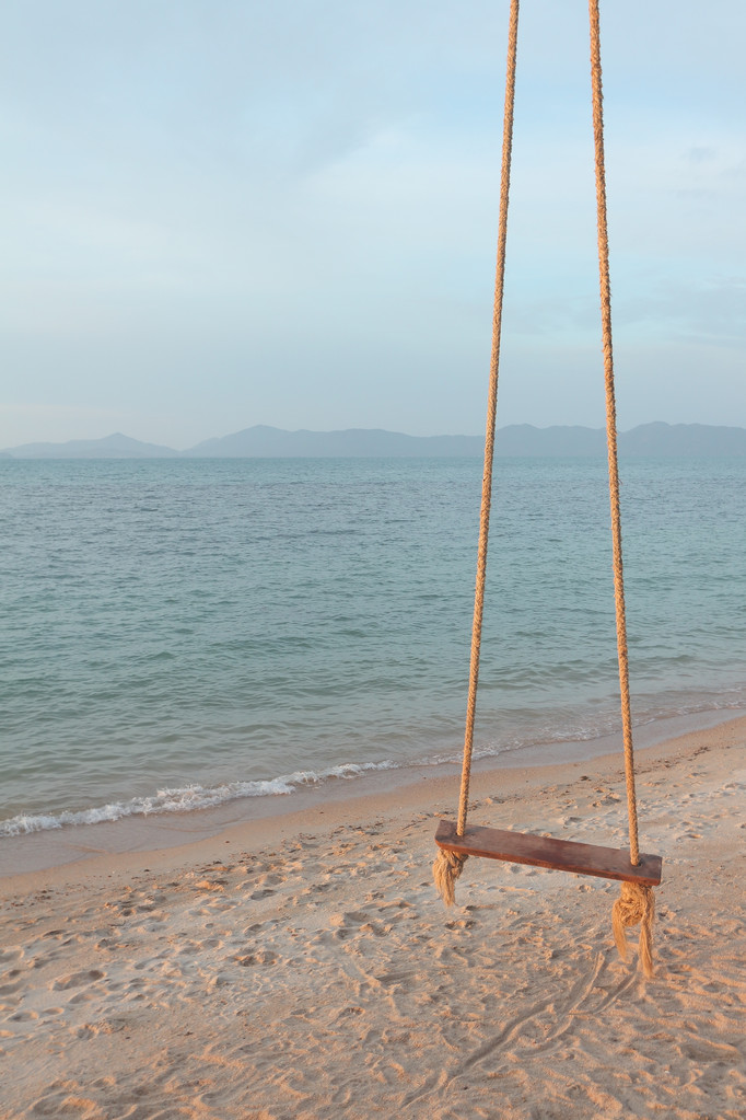 摆动从棵椰子树挂起照片 摆动从棵椰子树挂起照片