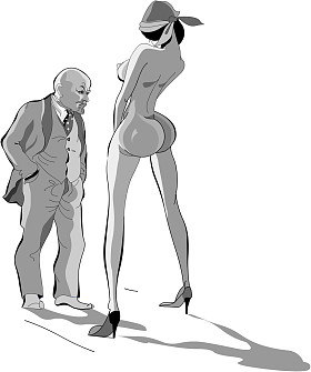 列宁和高挑的裸体女人照片